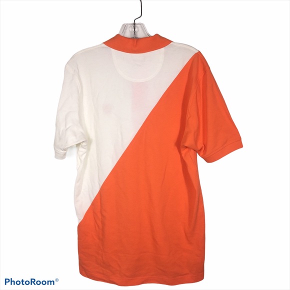 Izod Polo Mens Color Block Orange White Shirt-S - Picture 5 of 8